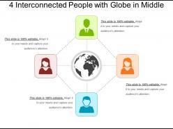 4 interconnected people with globe in middle