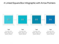 4 linked square box infographic with arrow pointers
