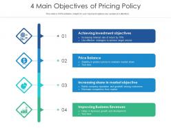 4 main objectives of pricing policy