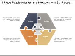 4 piece puzzle arrange in a hexagon with six pieces around a centre one