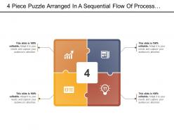 4 piece puzzle arranged in a sequential flow of process with icon