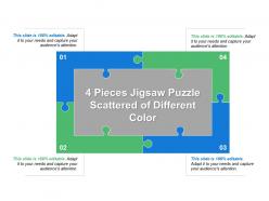 4 pieces jigsaw puzzle scattered of different color
