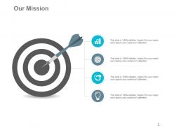 4 points for our mission shown by icons ppt slides