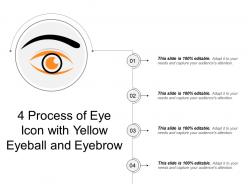 4 process of eye icon with yellow eyeball and eyebrow