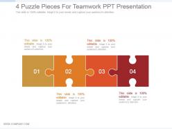 4 puzzle pieces for teamwork ppt presentation