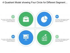 4 quadrant model showing four circle for different segment with icon