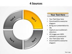 4 sources shown by circle pie chart split up powerpoint diagram templates graphics 712