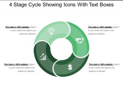 4 stage cycle showing icons with text boxes