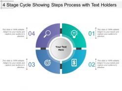 4 stage cycle showing steps process with text holders