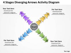 4 stages diverging arrows activity diagram circular layout process powerpoint slides