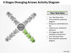 4 stages diverging arrows activity diagram circular layout process powerpoint slides