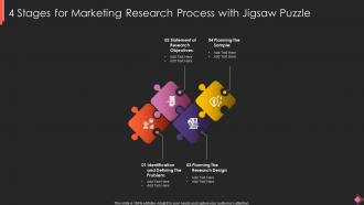 4 Stages For Marketing Research Process With Jigsaw Puzzle