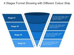 4 stages funnel showing with different colour strip