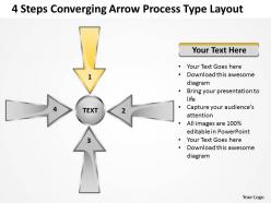 4 steps converging arrow process type layout circular powerpoint slides