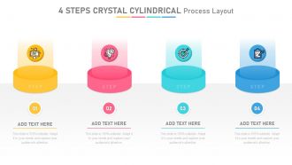 4 Steps Crystal Cylindrical Process Layout Infographic Powerpoint Template