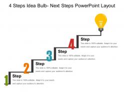 4 steps idea bulb next steps powerpoint layout