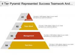 4 tier pyramid represented success teamwork and management