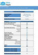 4 Week Marketing Budget Excel Spreadsheet Worksheet Xlcsv XL SS