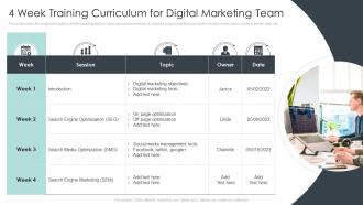 4 Week Training Curriculum For Digital Marketing Team