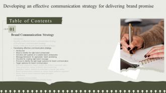 548 Developing An Effective Communication Strategy For Delivering Brand Promise Table Of Contents
