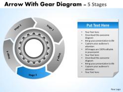 55 illustration of 5 stages multicolored flow chart with gears