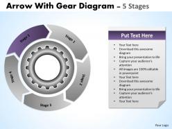55 illustration of 5 stages multicolored flow chart with gears