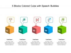 5 blocks colored cube with speech bubbles