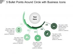 5 bullet points around circle with business icons