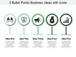 5 bullet points business ideas with icons