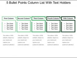 5 Bullet Points Column List With Text Holders