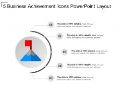 5 business achievement icons powerpoint layout