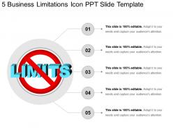 5 business limitations icon ppt slide template
