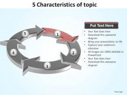5 characteristics of topic connected arrows ppt slides diagrams templates powerpoint info graphics