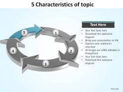 5 characteristics of topic connected arrows ppt slides diagrams templates powerpoint info graphics