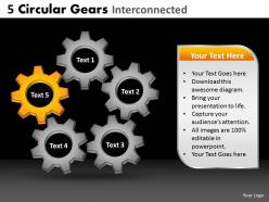 5 circular gears interconnected powerpoint slides and ppt templates db