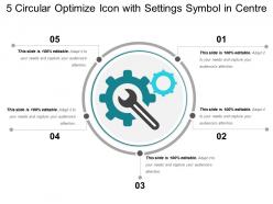 5 circular optimize icon with settings symbol in centre
