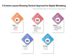 5 column layout showing tactical approach to digital marketing
