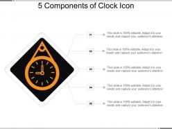 5 components of clock icon powerpoint slides