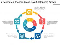 5 continuous process steps colorful banners arrows