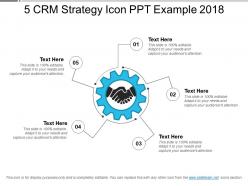 5 crm strategy icon ppt example 2018