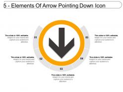 5 elements of arrow pointing down icon