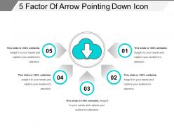 5 factor of arrow pointing down icon
