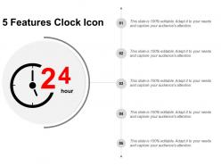 5 features clock icon ppt example 2018