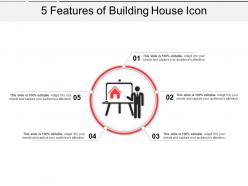 5 features of building house icon powerpoint slide designs