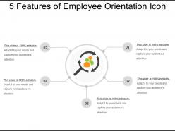 5 Features Of Employee Orientation Icon Ppt Presentation