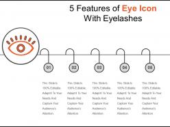 5 features of eye icon with eyelashes