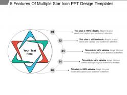 5 features of multiple star icon ppt design templates
