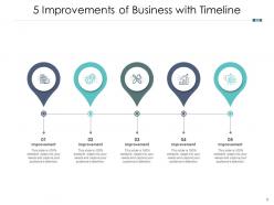 5 improvements shape business timeline arrow icons semicircle