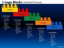 5 lego blocks stacked process