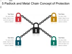 5 padlock and metal chain concept of protection